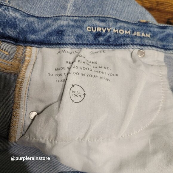 American Eagle Jeans Size 18 S Curvy Mom High Rise Medium Light Wash Denim - Picture 5 of 13